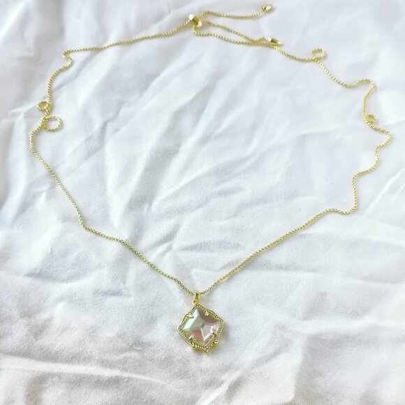 Kendra Scott Kacey Dichroic Glass Gold Long Necklace - Picture 2 of 3